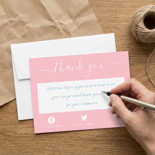 Hand written social thank you insert card. card (Creator Uploaded)