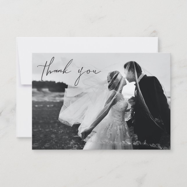Hand Written Thank You Wedding Photo Note Card (Front)