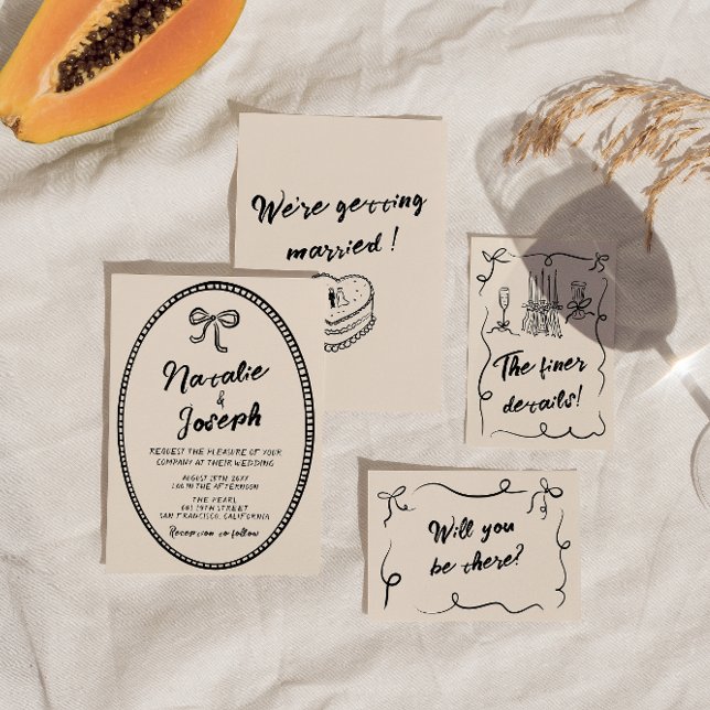 Hand Written Vintage Unique Modern Quirky Wedding Invitation (Creator Uploaded)