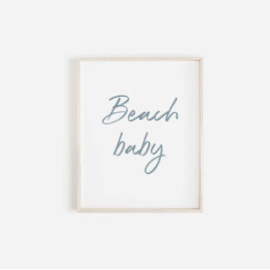 Hand written watercolor beach baby poster
