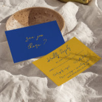 Hand Written Yellow Blue Italian Retro Wedding