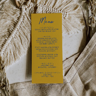Hand Written Yellow Blue Italian Wedding Menu