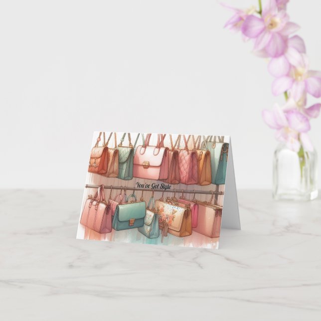  Handbag Card You've Got Style Greeting (Orchid)