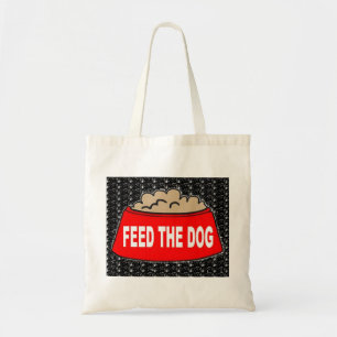 Handbag Dog Food Bowl Red Feed The Dog On Black