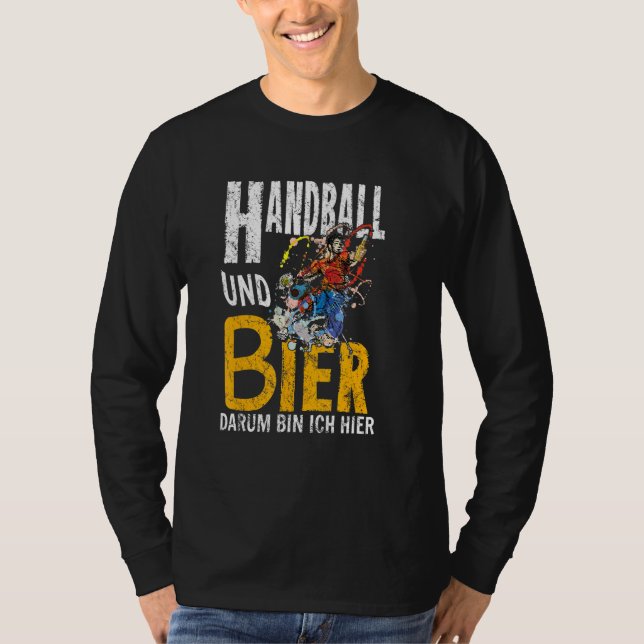 Handball And Beer Darum Bin Ich Hier Trainer Beach T-Shirt (Front)