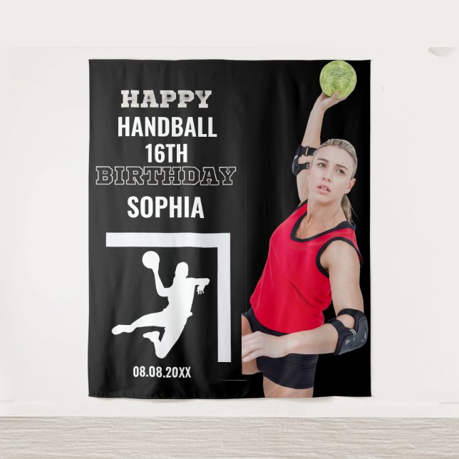 Handball Birthday, Handball Girl Player Backdrops Tapestry (Front)