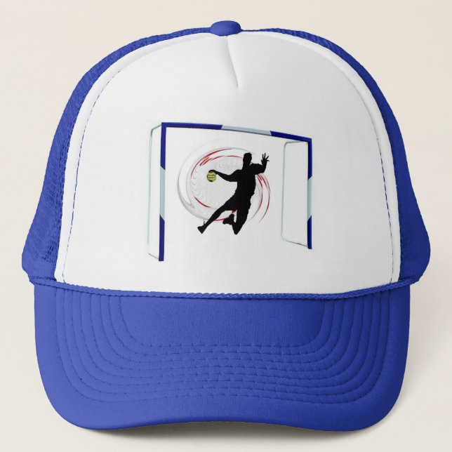 Handball classy design player and goal trucker hat (Front)
