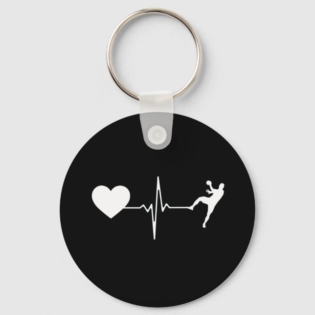 Handball Handball Player Heartbeat Key Ring (Front)