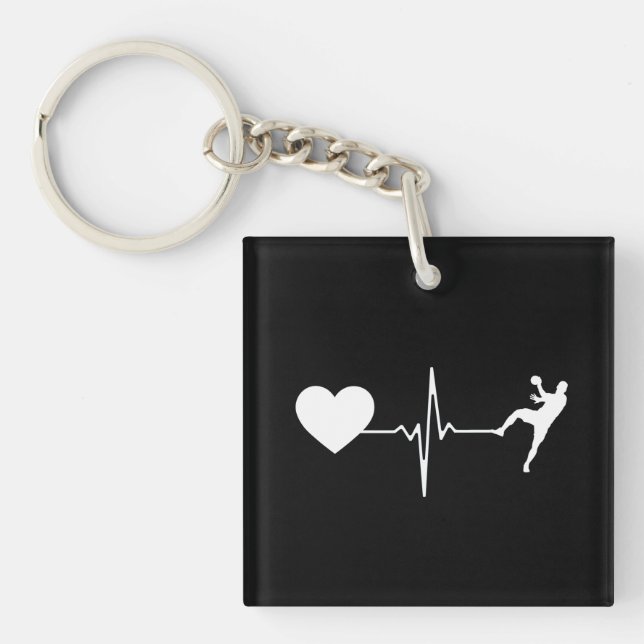 Handball Handball Player Heartbeat Key Ring (Front)