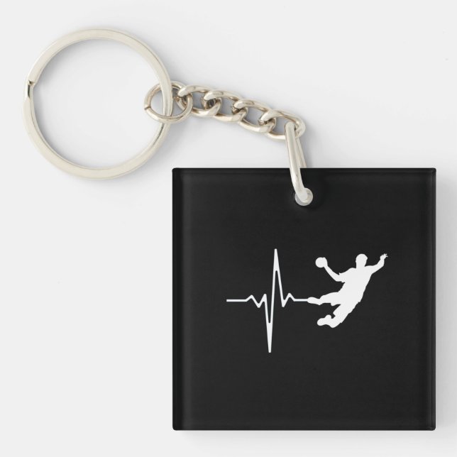 Handball - Handball Player Heartbeat  Key Ring (Front)