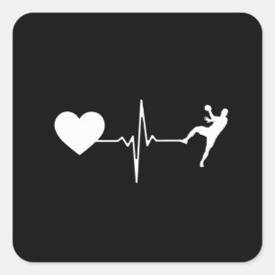 Handball Handball Player Heartbeat Square Sticker