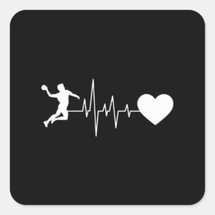 Handball Handball Player Heartbeat Square Sticker