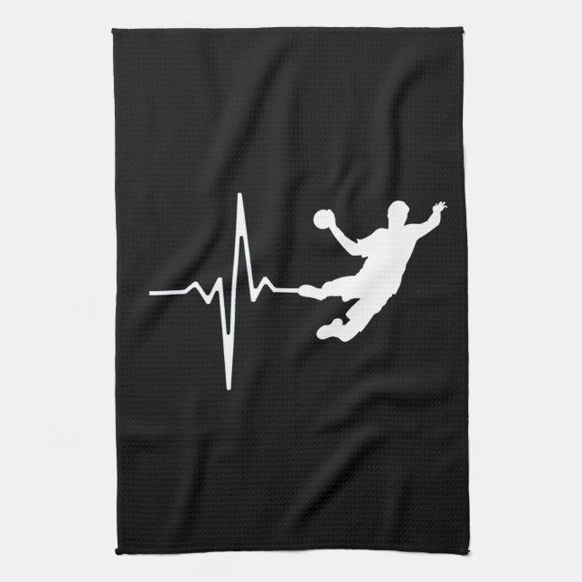 Handball - Handball Player Heartbeat Tea Towel (Vertical)
