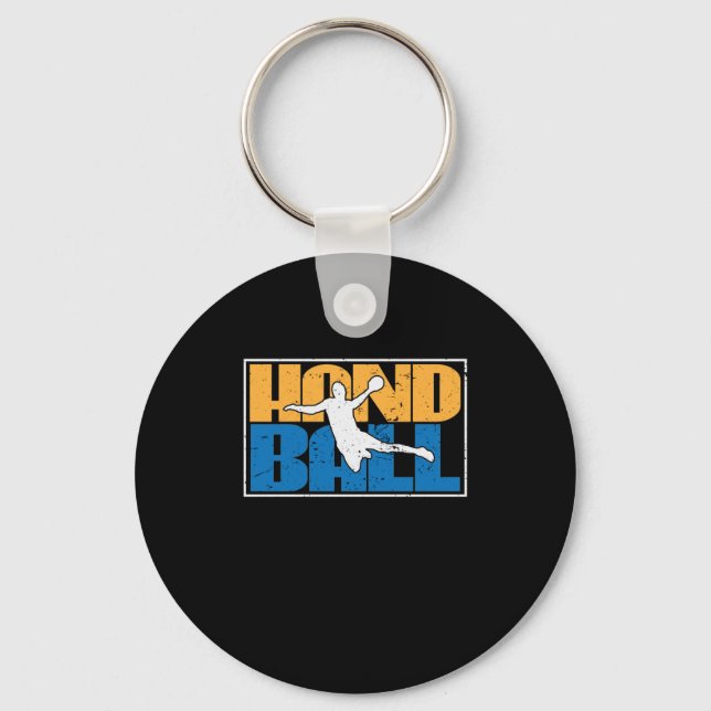 Handball is not a sport for soft eggs key ring (Front)