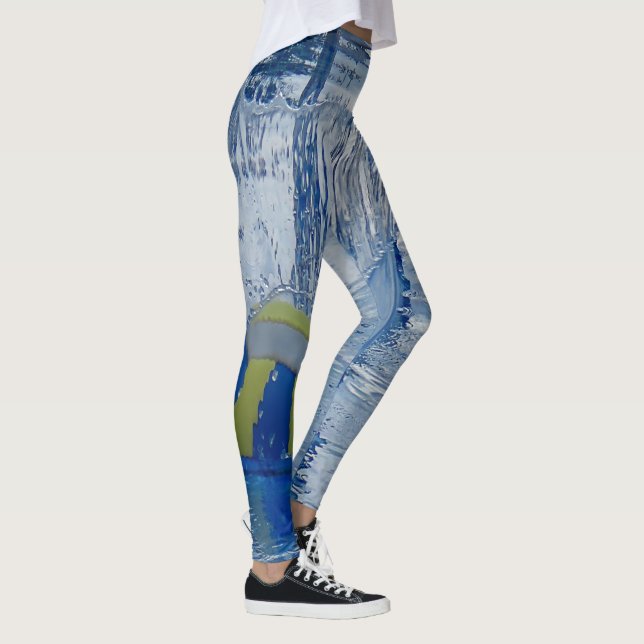 Handball just falling into the water Photography Leggings (Right)