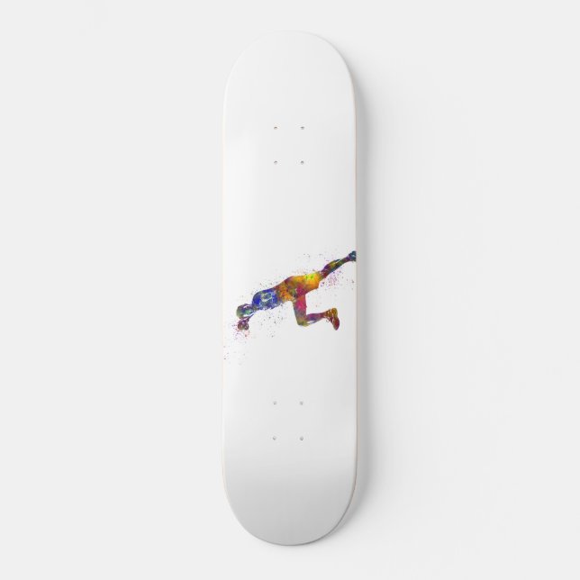 Handball player in watercolor skateboard (Front)