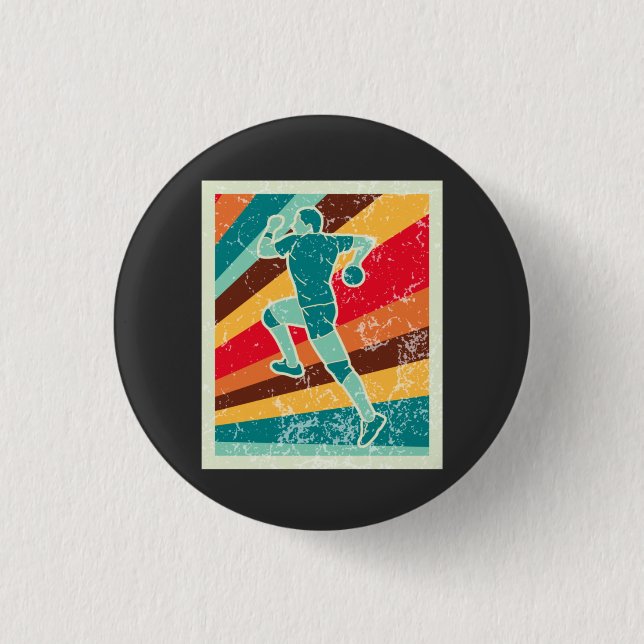 Handball Player Retro 3 Cm Round Badge (Front)
