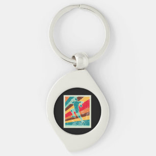 Handball Player Retro Key Ring