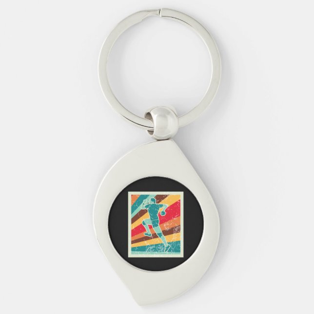 Handball Player Retro Key Ring (Front)