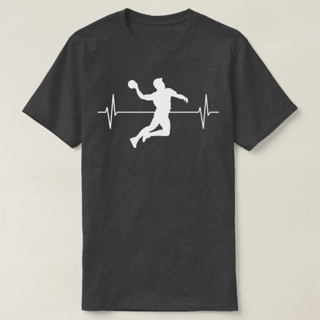 Handball Sports Handball Player ECG Line Gift Idea T-Shirt (Design Front)