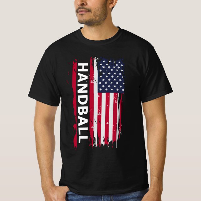 Handball USA Flag For American Players, Coaches An T-Shirt (Front)