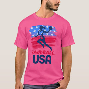 Handball USA Flag Women Player Ball Patriotic Amer T-Shirt