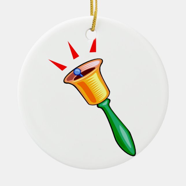 Handbell graphic image, hand chime image ceramic tree decoration (Front)