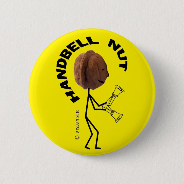Handbell Nut 6 Cm Round Badge (Front)