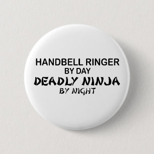 Handbell Ringer Deadly Ninja by Night 6 Cm Round Badge