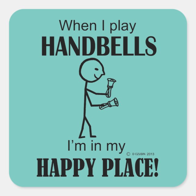 Handbells Happy Place Square Sticker (Front)