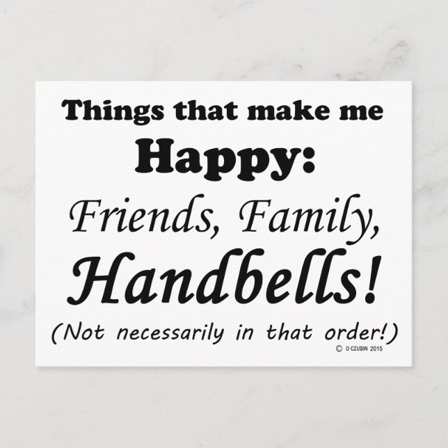 Handbells Make Me Happy Postcard (Front)