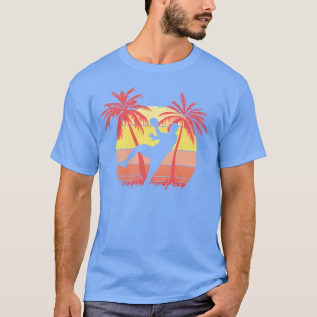 Handbollhrow Male Summer Sunset 80s Palm funny T-Shirt (Front)
