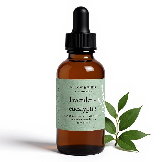 Handcrafted Aromatherapy Essential Oil Sage Green Rectangular Sticker (essential oil bottle label sage green kraft botanical custom packaging artisan maker business gifts)