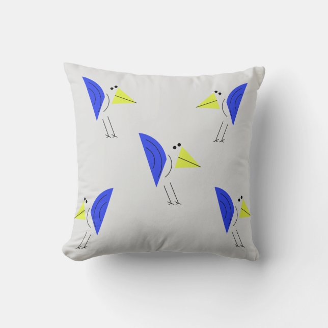  Handcrafted Bird Design Square Pillow – Nature's  (Front)