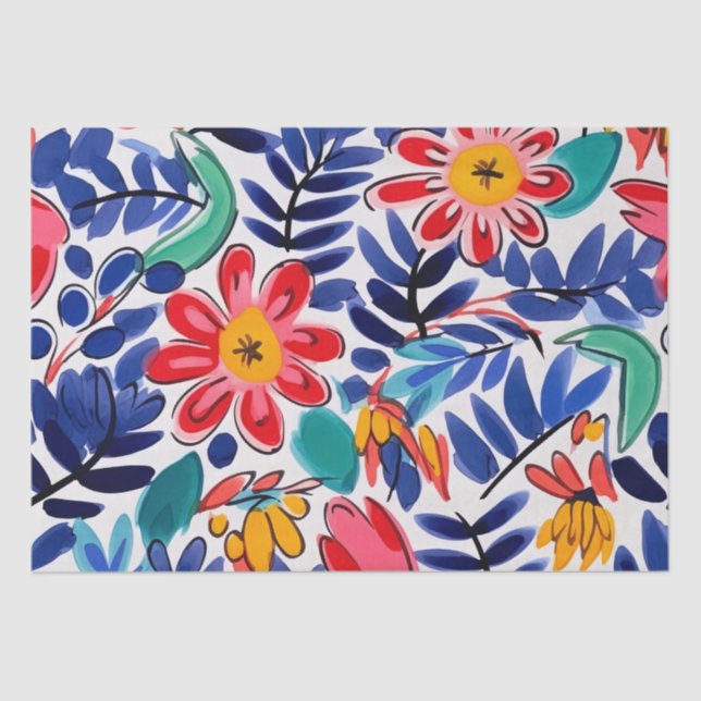 Handcrafted Folk Art-inspired Seidenpapier Tissue Paper (Front)