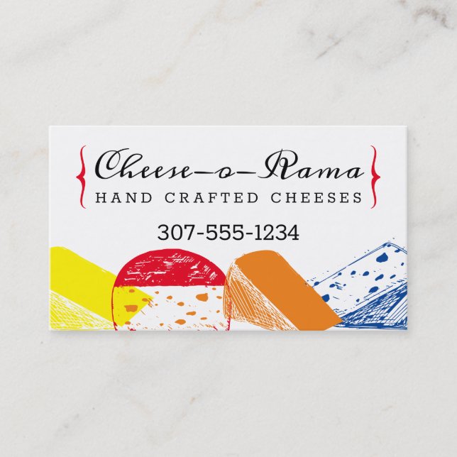 Handcrafted gourmet cheese catering business card (Front)