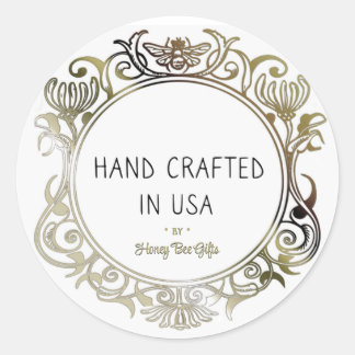 Handcrafted in USA mini stickers gold frame bee