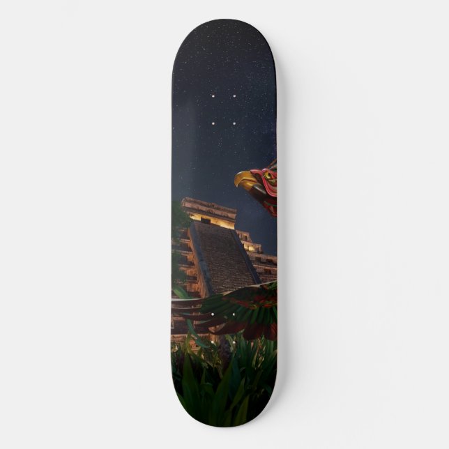 Handcrafted Pheasant and the Teotihuacán Pyramid:  Skateboard (Front)