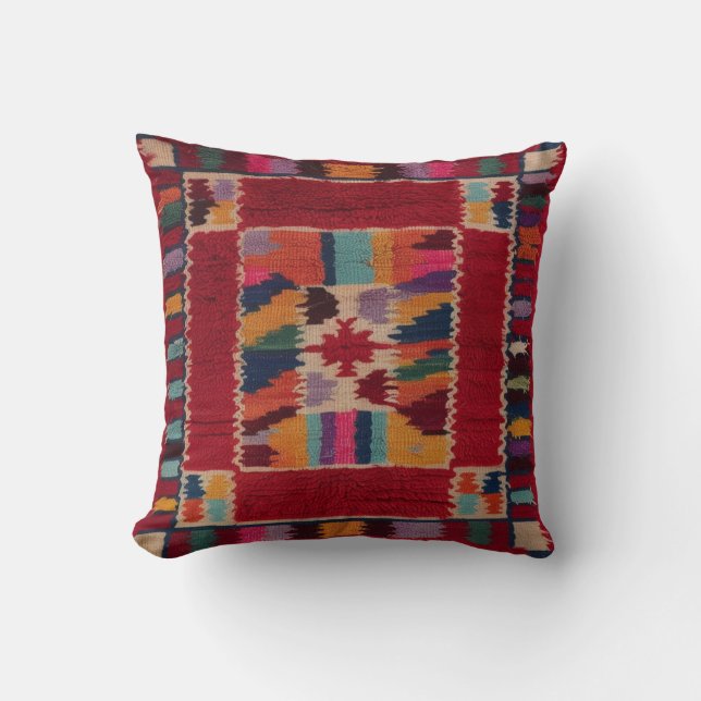 Handcrafted Red Kilim Lumbar Pillows: A Heritage  Cushion (Front)