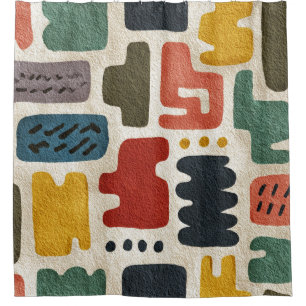 Handcrafted Shapes & Earthy Artistic Texture Shower Curtain