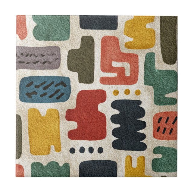 Handcrafted Shapes & Earthy Artistic Texture Tile (Front)