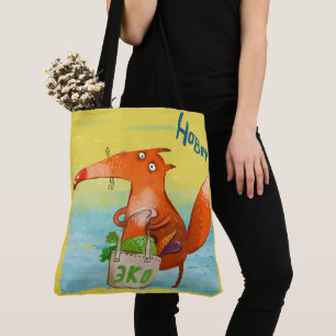 Handcrafted Watercolor Illustration Funny Fox Tote Bag
