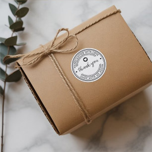 Handcrafted with Love Thank You Customisable Classic Round Sticker