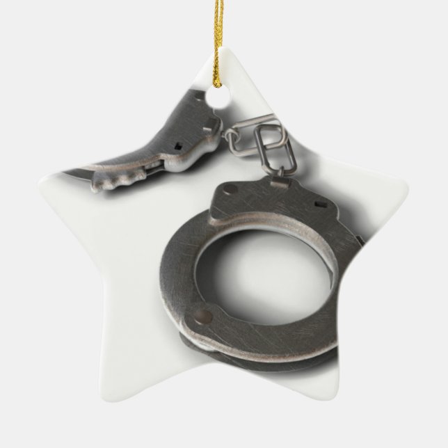 Handcuffs Ceramic Tree Decoration (Front)