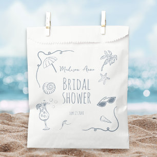 HandDrawn Beach Doodle Illustrations Bridal Shower Favour Bags