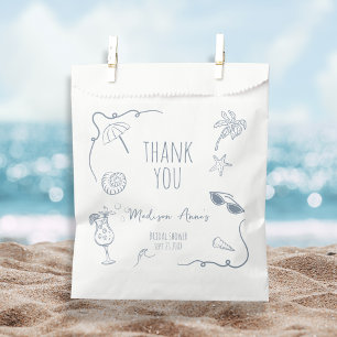 HandDrawn Beach Doodle Thank You Bridal Shower Favour Bags