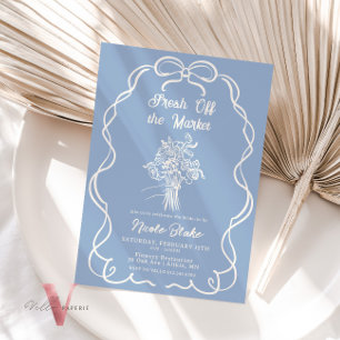 Handdrawn Blue Off the Market Bridal Shower Invite