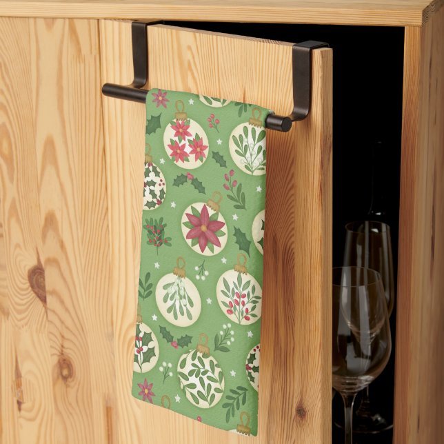 HandDrawn Christmas Ornament Kitchen Towel (Thirds Fold)