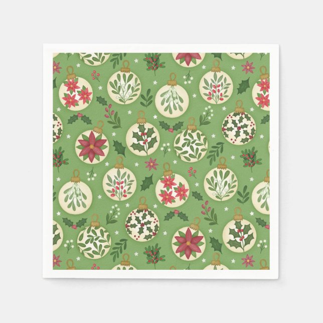 HandDrawn Christmas Ornament Napkins (Front)