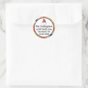 Handdrawn Christmas Poinsettia Red Return Address Classic Round Sticker